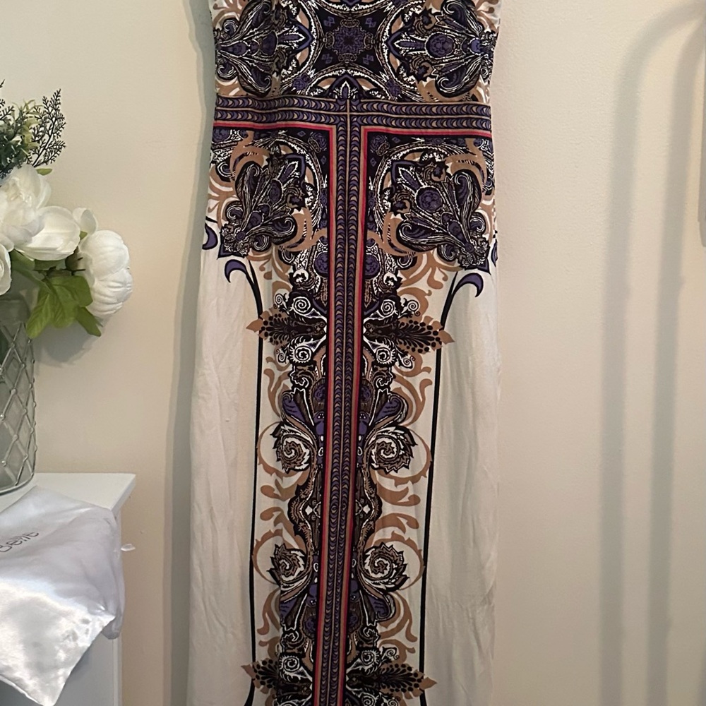 Hale Bob Dress with Cream and Purple Pattern